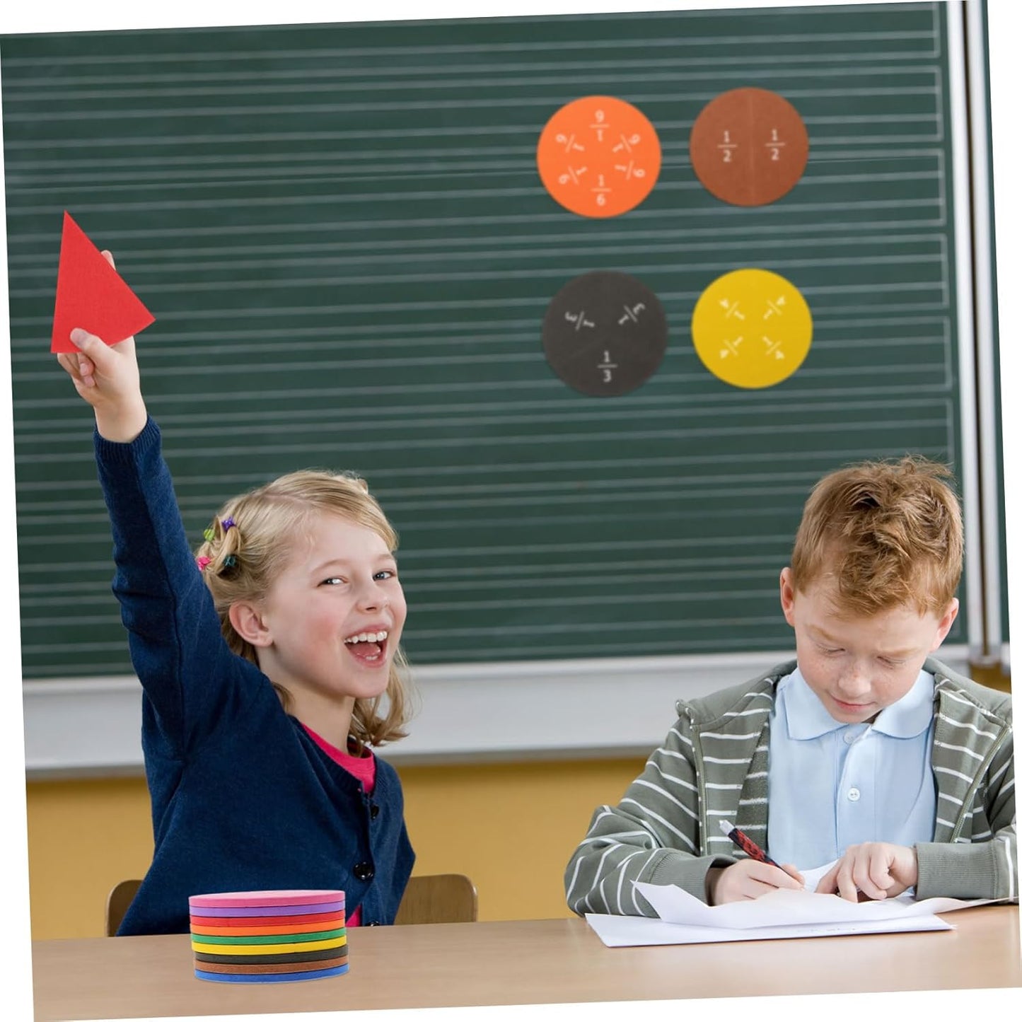 Veemoon 1 Set Eva Fraction Circles Math Teaching Demonstrator for Visual Learning Tool for Understanding Fractions Safe for Classroom Use
