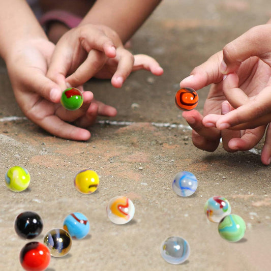 Set of 12 Glass Shooter Marbles - Size: 7/8-inch (22mm) - Marble Games for Kids and Adults - Fun Colored Marbles for Games, Decorations, Centerpieces - Bulk Marbles