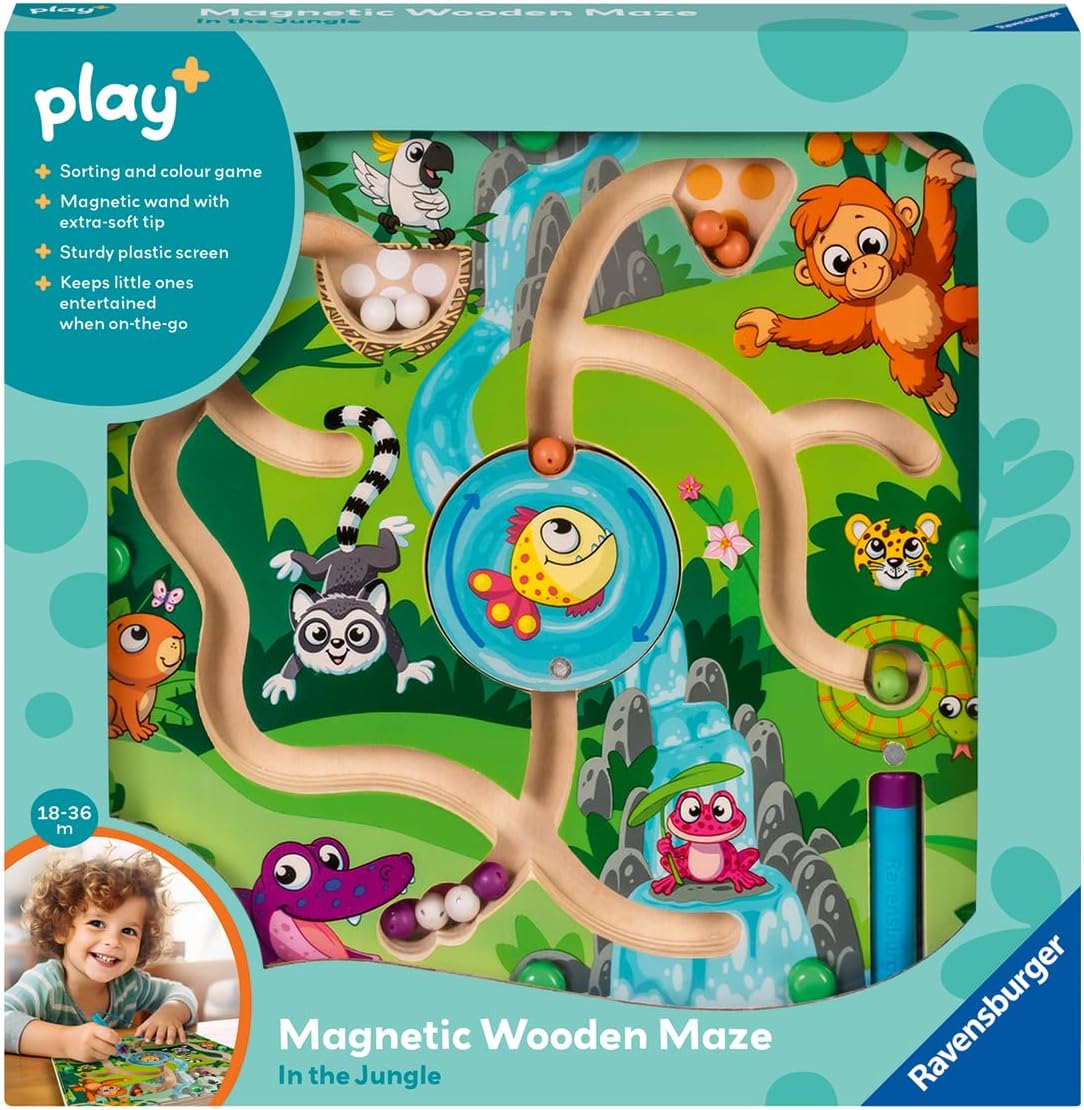 Ravensburger Play+ Magnetic Wooden Maze - in The Jungle | Interactive Sorting Game | Encourages Problem Solving & Focus