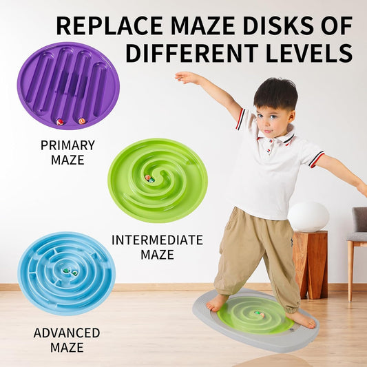 Balance Board for Kids, Toddler Balance Board Maze, Wobble Board with 6 Colored Balls,3 Replacement Labyrinth Boards, Balancing Board Physical Therapy for Sensory Training