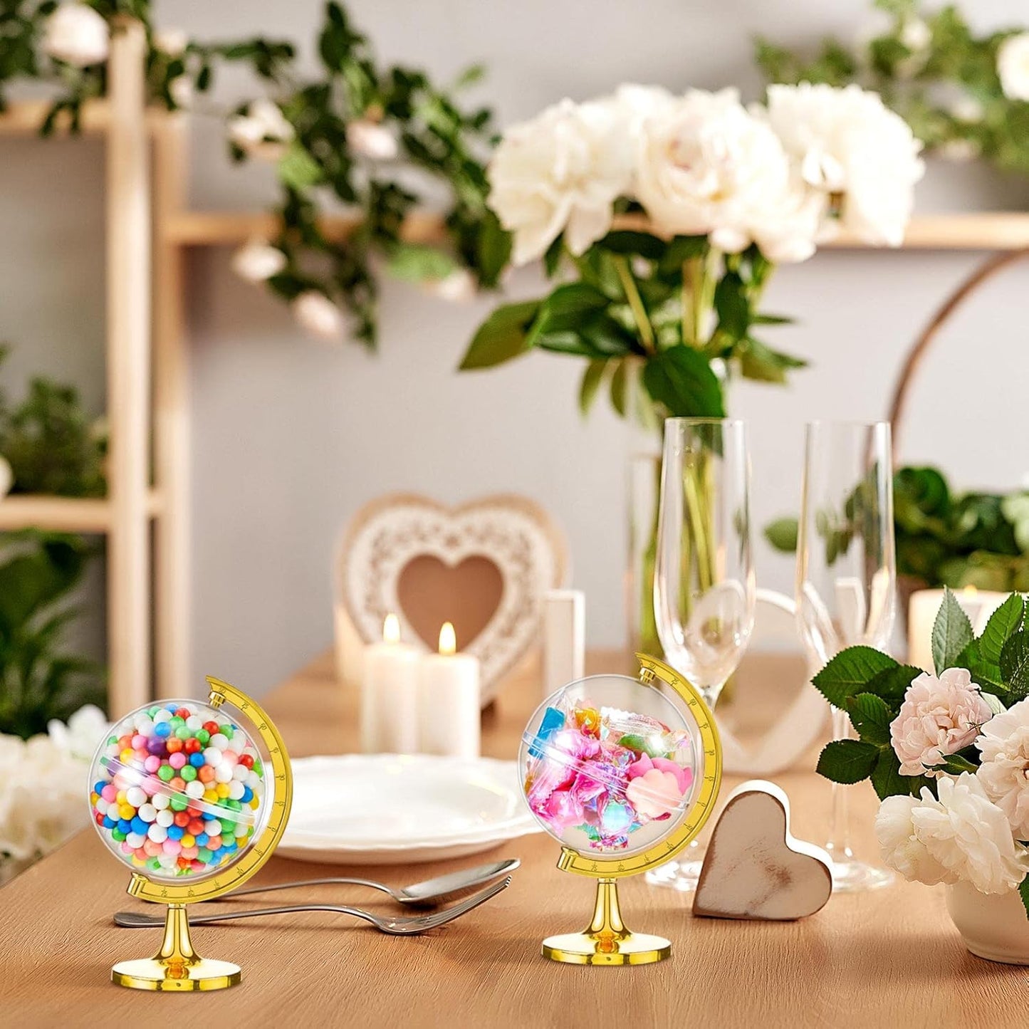 Suclain 60 Pieces Mini Globe Candy Container Gold Globe Party Favors Containers Fillable Round Candy Jars Decorations for Wedding Bridal Shower Adventure Baby Shower Travel Party Favor
