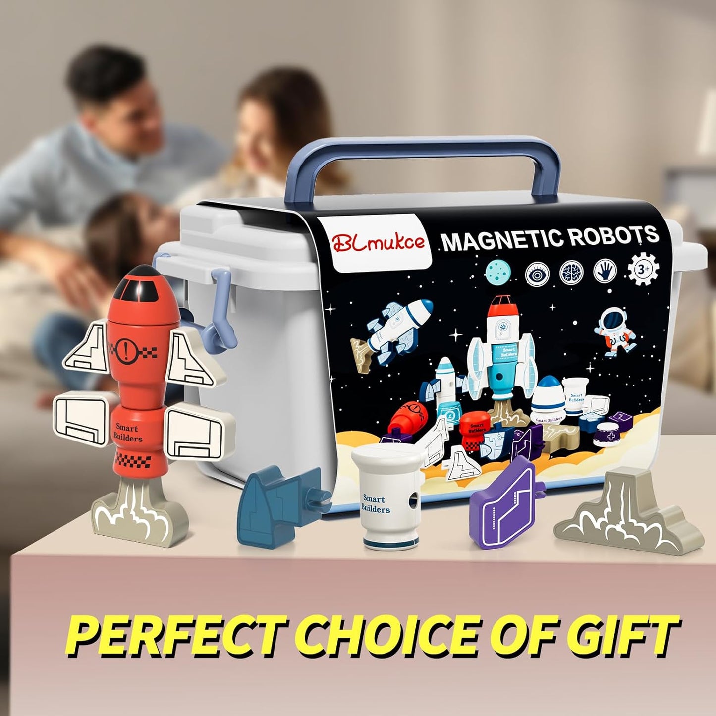 Magnetic Robot Toy for Kids 3-5, 35 PCS STEM Educational Playset with Storage Box, DIY Stacking Monster Robots, Toddler Creative Alien Toys Gift for Boys Girls (Christmas Birthday)