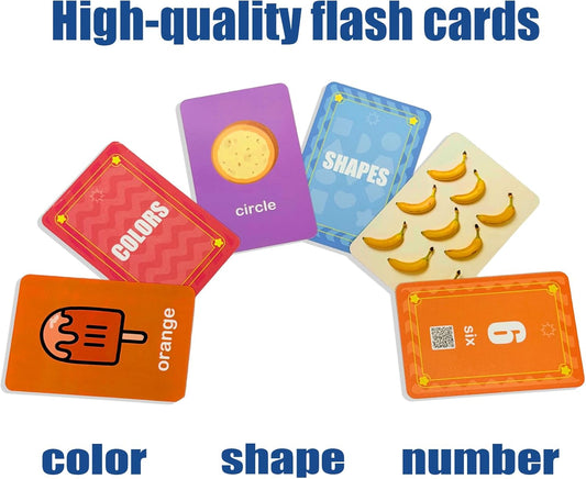 Thick Video Flash Cards for Toddlers- Color, Shape, Number Cards- 9 Fun Games for Toddlers, Speech Therapy Material Picture Cards, Preschool Learning Activities, Montessori