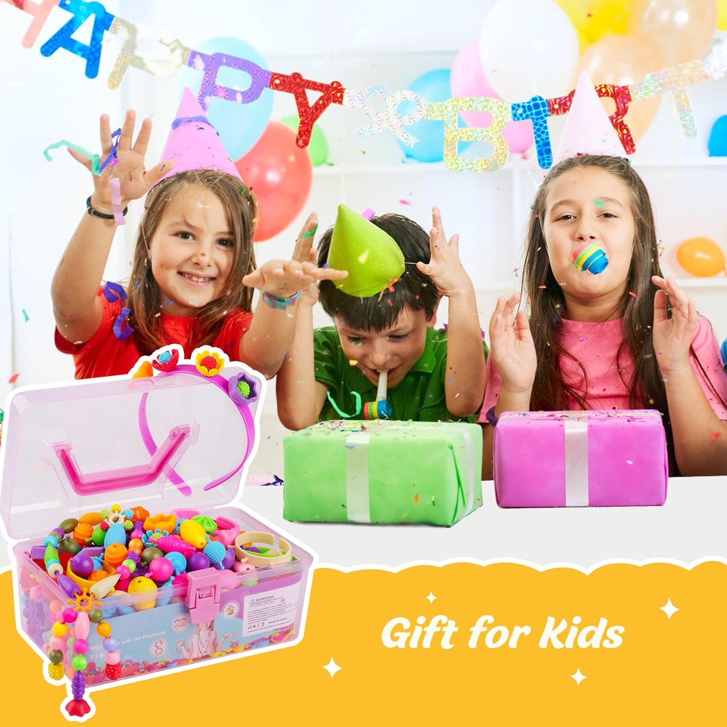 NEXBOX Girls Crafts Jewelry Making Kit for Toddlers - Pop Beads Toys Sets for Little Kids Age 3 4 5 6 Year Old, Ideas Birthday Gifts