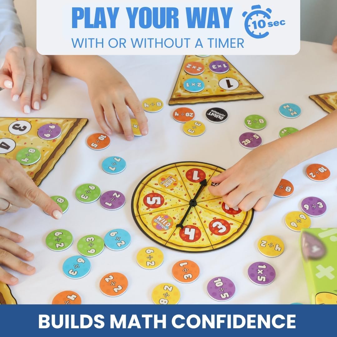 Pidoko Kids Matheroni Pepperoni Math Games for Kids 8-12, Division & Multiplication Game, Educational STEM Board Games with Fun Pizza Theme, 3rd-6th Grade Learning Toys
