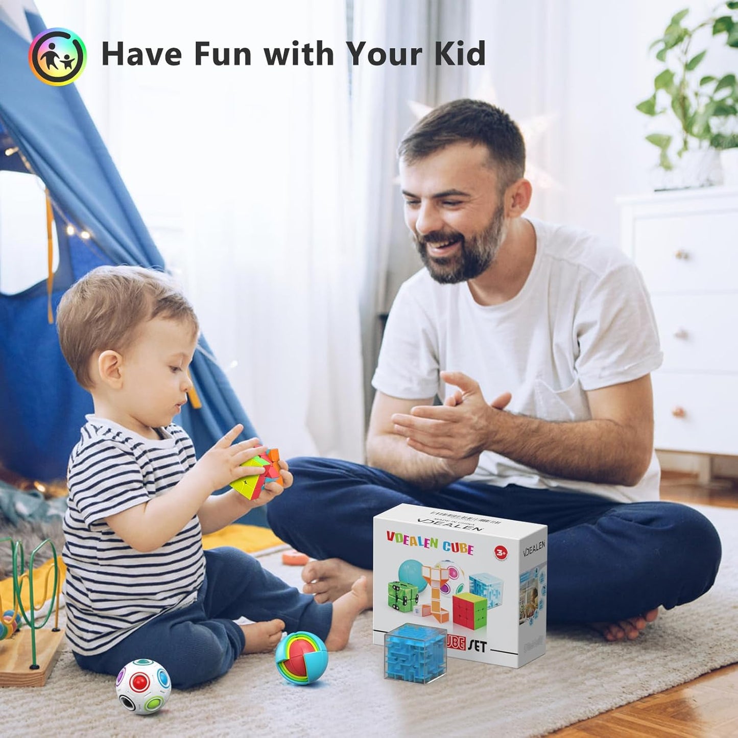 Vdealen Fidget Brain Teaser Toy for Kids, 3D PuzzlesToys Bundle of 3x3 Speed Cube, Maze Box, Rainbow Puzzle Ball, Wisdom Ball, Fidget Snake Cube, Infinity Cube IQ Games for Toddlers Kids Adults