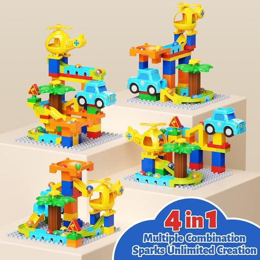 Marble Runs for Kids 4-8,Building Blocks Compatible with Major Brands, Birthday Toys Gifts for Ages 3 4 5+ Boys Girls,Toddler Education Montessori Learning STEM Toys Marble Runway Maze Track Set