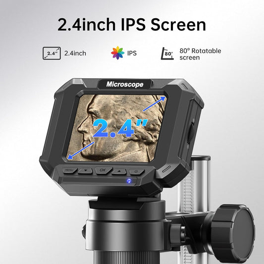 4.3" Coin Microscope for Error Coins (Detail View Only), 1000X Digital LCD Magnifier with Anti-Glare Side Lights, 1080P USB PC View (Win/Mac), Rechargeable Scope for Numismatic Grading