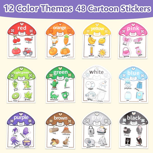 Color Sorting Montessori Busy Book for Toddlers Ages 3+, Educational Preschool Learning & Activity Books for Kids 3-5, Autism Sensory Fine Motor Skills Quiet Supplies with Matching Games