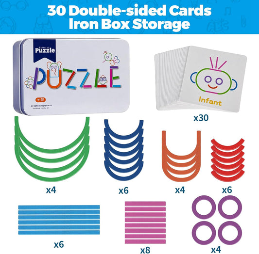 STEM Montessori Puzzle Toy for Toddlers – Creative Shape Matching & Ring Stacking Set, Hands-On Learning Educational Game for Fine Motor Skills, Preschool Classroom Essentials Ages 3-6