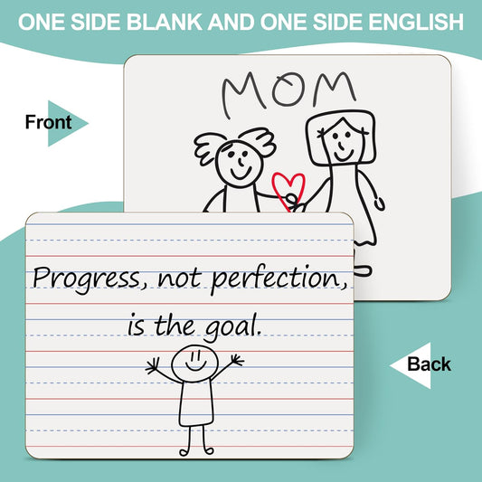30 Pack Small White Boards, 9"x12" Double Sided Personal Dry Erase Boards Portable Handheld Whiteboards with Lines for Kids, Students, Teacher School, Include 30 Markers, 30 Erasers