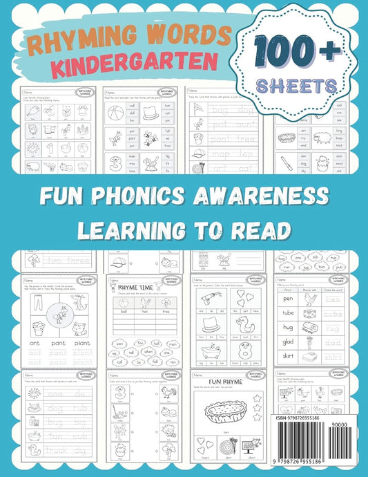Extreme Activity Rhyming Words Workbook for Kids Ages 4-8: Easy learning to read rhyme big books for kindergarteners. 100+ pages my first activity ... tracing, writing and reading worksheet.
