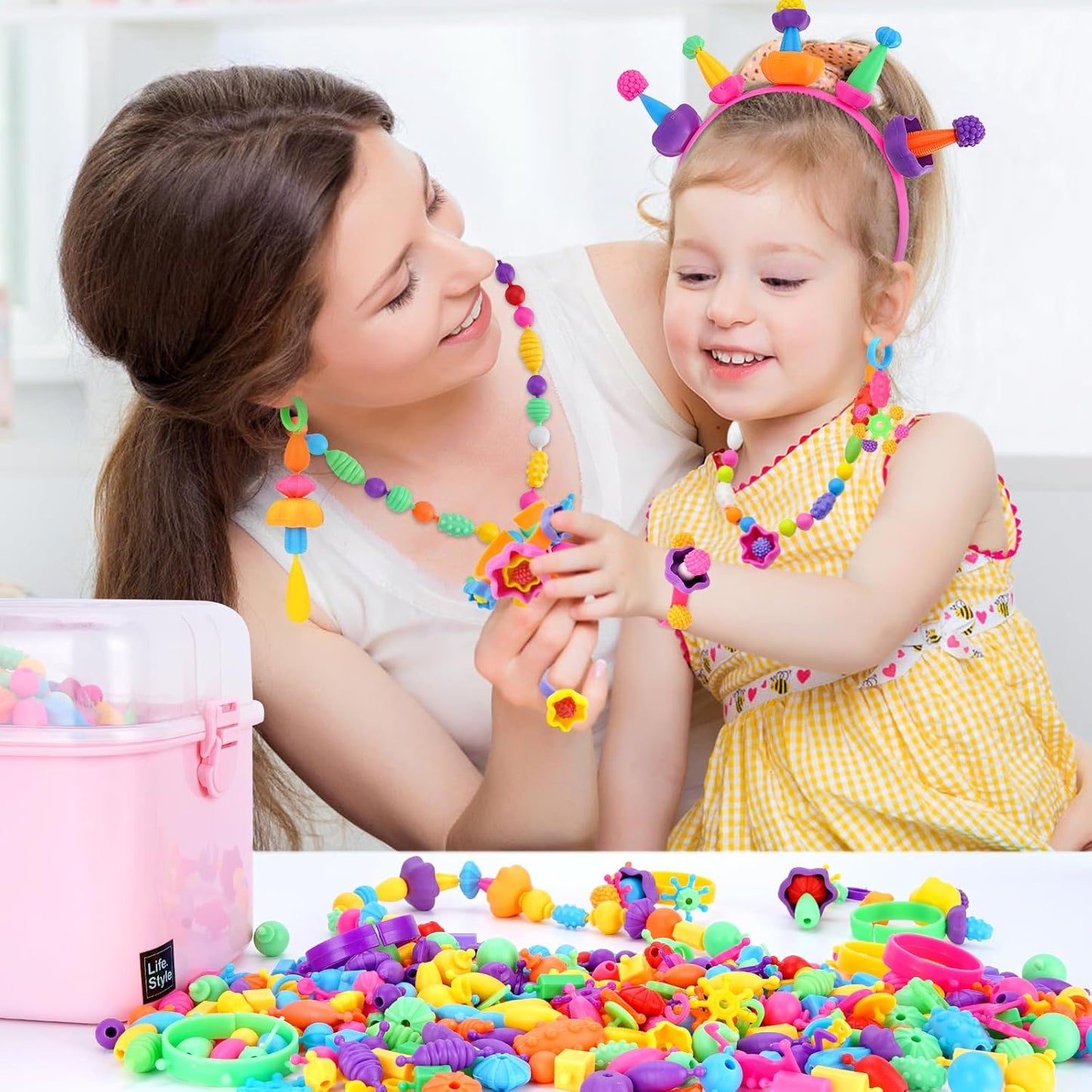NIDOOT Pop Beads for Girl + Kids Camera for Boys, Toy for 3 4 5 6 7 Year Old Girl & Boys Gifts, HD Selfie Toddler Camera and Jewelry Making Kit for Girls 4-6