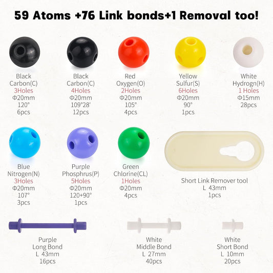 135 Pcs Rganic Chemistry Model Kit, Portable Molecular Model Kits for Chemistry Classes, Orgo Modeling Kit for Students & Teachers Organic & Inorganic Learning