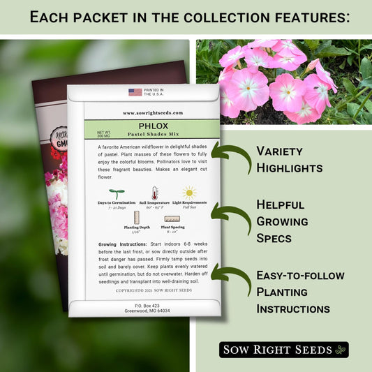 Sow Right Seeds - Butterfly Seed Collection for Planting - Milkweed, Zinnias, Phlox, and Echinacea - Seed Kit for Pollinators - Non-GMO Heirloom with Instructions to Plant & Grow - Makes a Great Gift