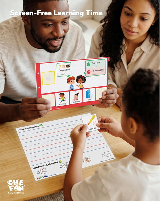 CHEFAN Sentence Building for Kids, Yes/No Questions, WH- Questions, and Topic-Based Discussion Cards, Fun Talking Cards for Children & Families, Visual Conversation Builder Kit for Home & Classroom