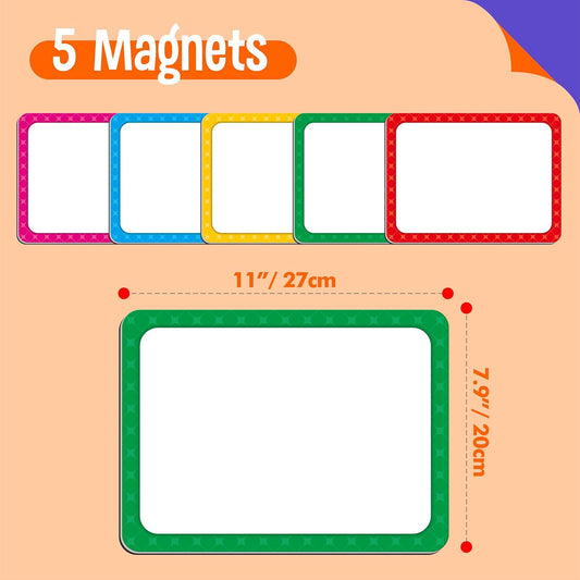 54 PCs Magnetic Dry Erase Reusable Name Tag Label Plate Neon Sticker in 9 Colors for Whiteboards Locker Fridge School Office Home (3.2" x 1.2" Each)
