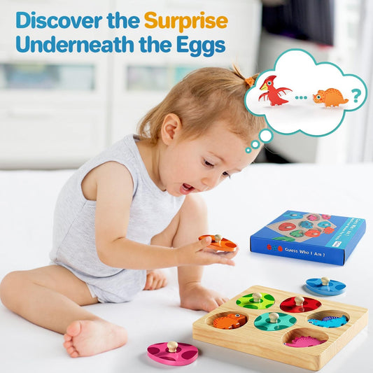 Montessori Toys for 1 Year Old Boys Girls Gifts: Wooden Shape Sorter & Color Match Baby Puzzles 12-18 Months - Dinosaur Matching Eggs Peg Puzzle for 1 2 Year Old Toddler Learning Activities
