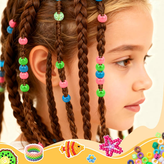Simetufy 3600Pcs Pony Beads Bulk, 24 Assorted Colors Rainbow Plastic Beads for Hair Braiding Friendship Bracelets DIY Crafting Kandi Jewelry Making (2.06lb)