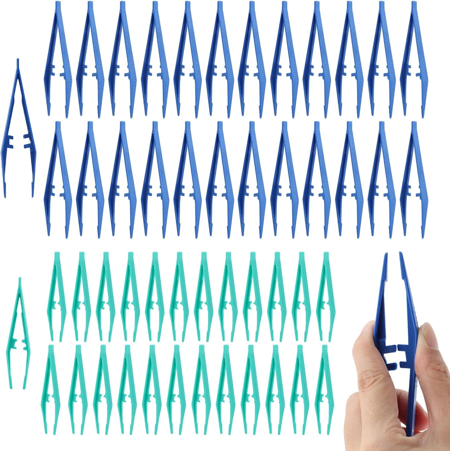 50pcs Plastic Tweezer Bead Tweezers for Kids Craft Forceps Tools for Handmade DIY Creative Beading Projects Jewelry Making Kids Home Classroom School Tools(size:50 PCS)