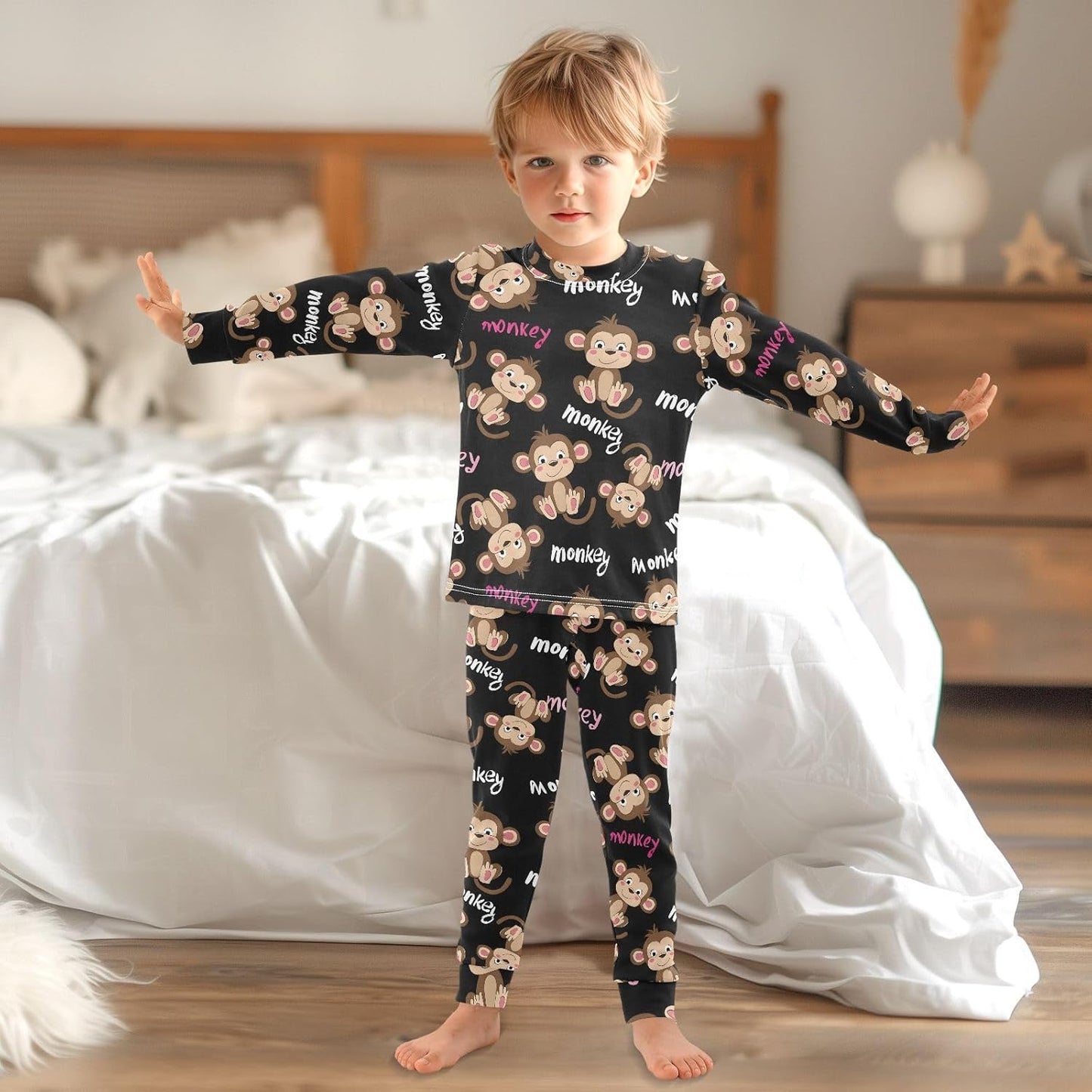 ALAZA Shark Starfish Palm Tree 2 Piece Pajama Set Long Sleeve Top and Pants Sleepwear Unisex - Colors A