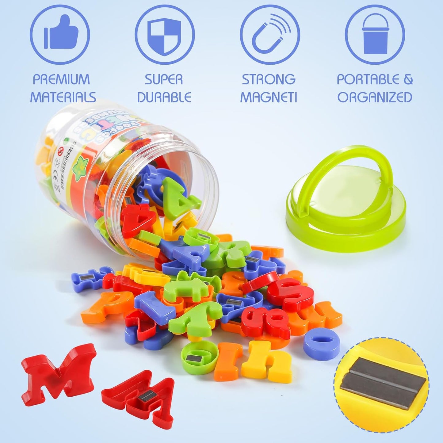 LovesTown 104 PCS Alphabet Magnetic Letters and Numbers for Toddlers,ABC 123 Fridge Educational Set,Great Learning Gift from Parents or Teachers