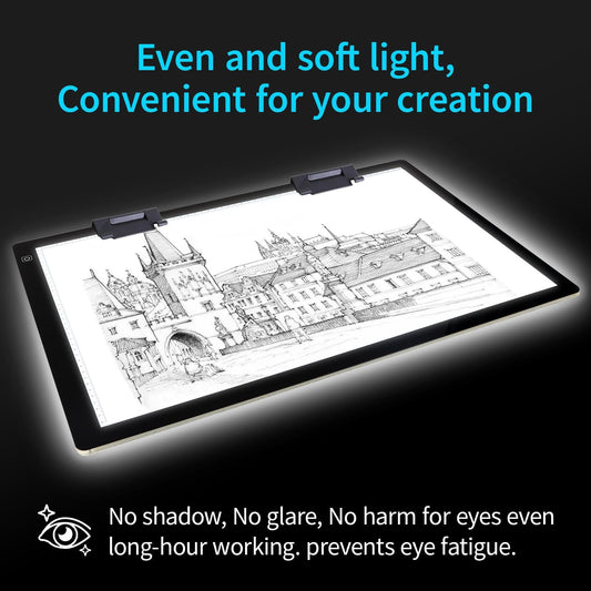 Zocelight A4 Light Pad for Diamond Art Kits for Adults,0.2" Ultra Thin Light Board with Stand and Clip for Diamond Painting Accessories,3 Levels Dimming Light Box for Drawing,Sketching,Animation