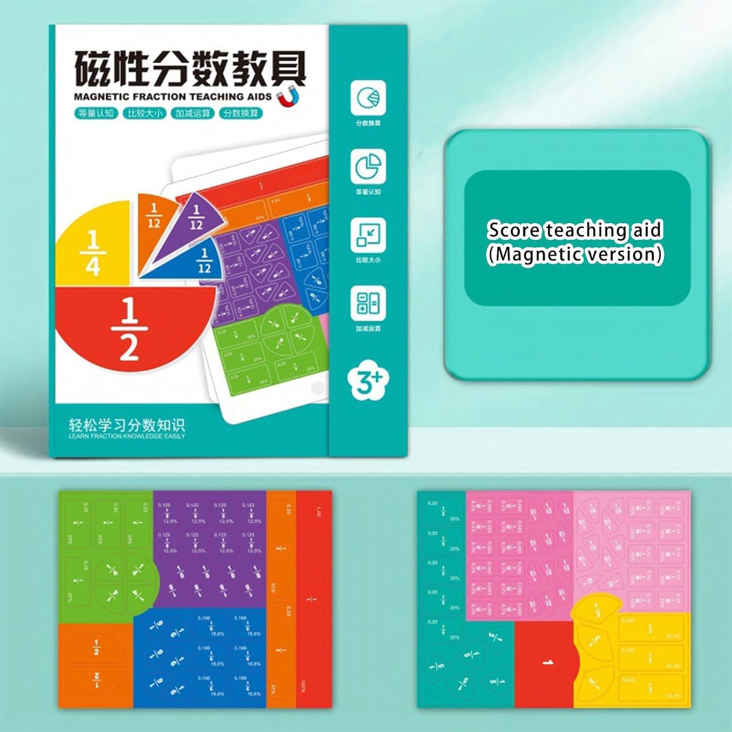 Fraction Tiles Circles and Strips Fraction Demonstrator Set Math Educational Tool for Teachers Educational Math Manipulatives