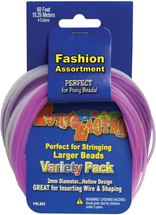 Pepperell Pony Bead Lacing Cord Variety Pack, 60-Feet, Neon Colors