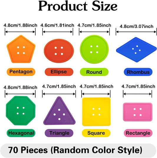 130 Pieces Big Bright Craft Buttons Colorful Large Beads Button Vivid Colors Geometric Shaped Buttons Large Beads Button Lacing Threading for Arts DIY Crafts Projects Crochet Knitting Gifts