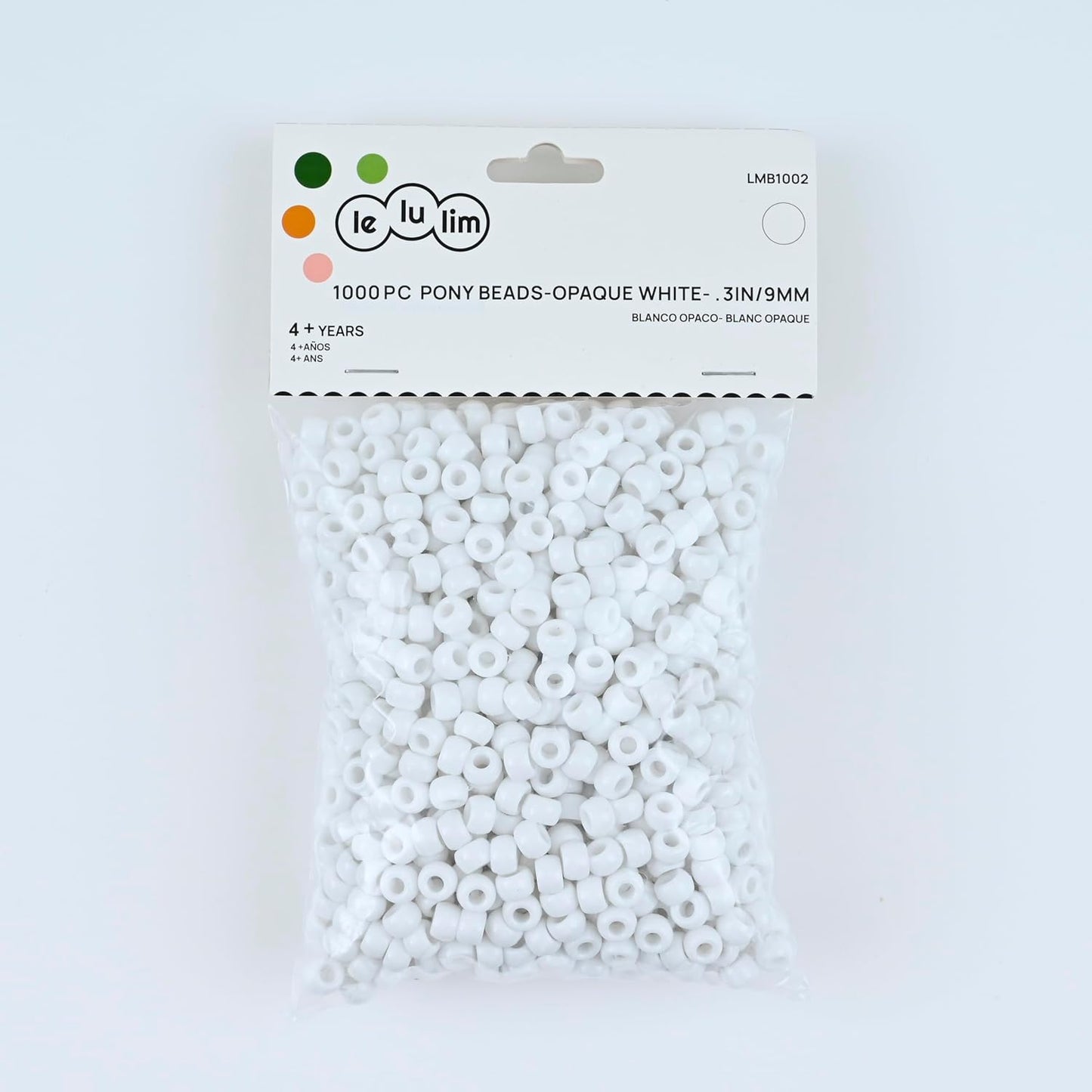 lelulim™ 1000 PC Pony Beads Opaque Black 3IN / 9mm Diameter. (Black)