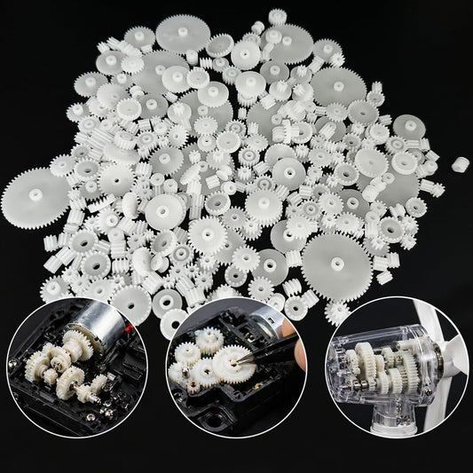 200PCS Module 0.5 Plastic Gear Single Gear Spindle Gear Small Motor Gears for DC Motor RC Car Robot DIY Model Toy Parts (White)