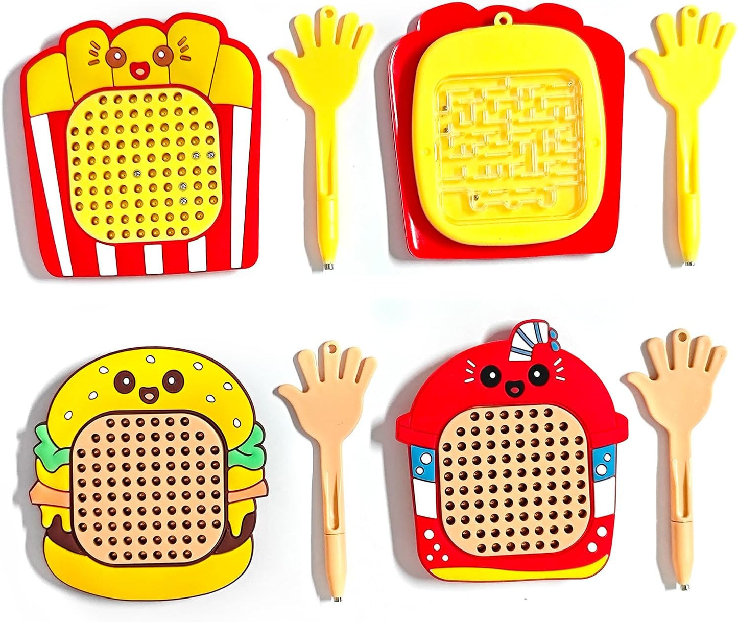 3 Pack Mini Magnetic Drawing Board & Maze Board, 2-in-1 Stress Relief Fidget Toy, Small Hanging Kids/Adults Anxiety Relief Gadget (Yellow)