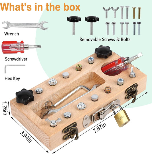 Screwdriver Board Set Montessori Toys for 3 Year Old,Wooden Screw Driver Activities Board, Fine Motor Skills & Sensory Development Toy