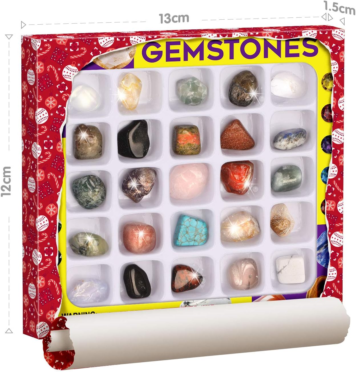 Rocks Collection 25PCS Rock and Mineral, Gemstones for Kids Gem Kit with Healing Chakra Gemstones, Tumbled Stones and Identification Guide, Educational STEM Geology Toy for Boys Girls Ages 6-12