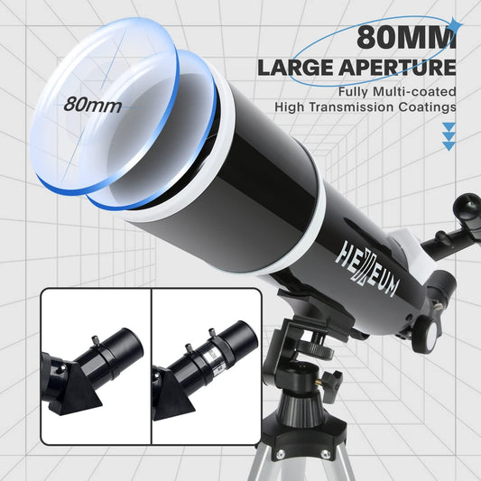 Koolpte Telescope 80mm Aperture 600mm - Astronomical Portable Refracting Telescope Fully Multi-Coated High Transmission Coatings AZ Mount with Tripod Phone Adapter, Wireless Control, Carrying Bag.