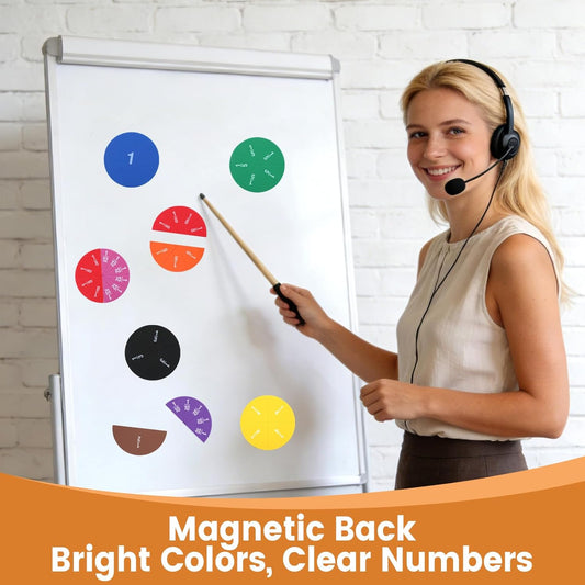 51 PCS Magnetic Fraction Tiles Circles, Fraction Circles Set Rainbow Math Manipulatives for Fraction Learning Math Practice Teacher Must Haves