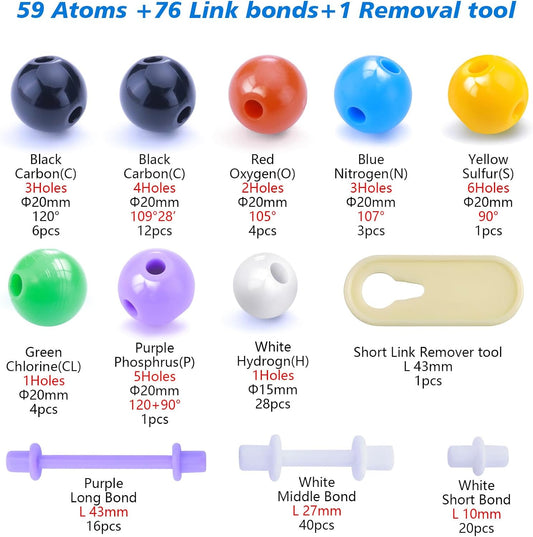 Chemistry Molecular Model Kit (136 Pcs) for Student and Teacher,Organic and Inorganic Chemical Learning Set,Motivate Enthusiasm for Learning Chemistry and Raising Space Imagination