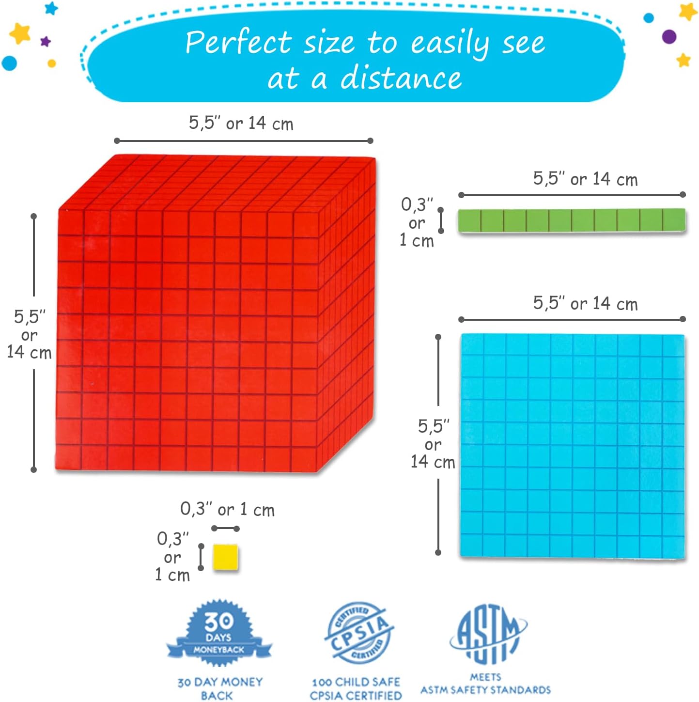 Simply Magic Magnetic Place Value & Discs Set & Jumbo Colorful Magnetic Base Ten Blocks + Headings for Math