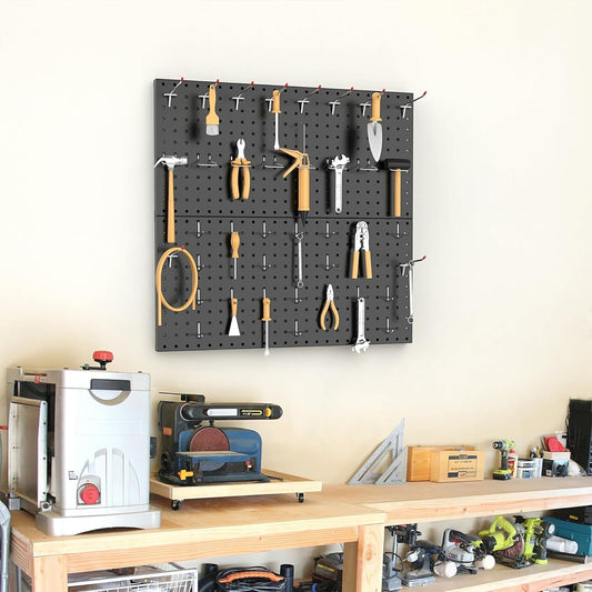 TORACK 3-Pack 12x24 inch Metal Pegboard Panels for Garage Wall, Tools Organizer Pegboard for Workbench, Workshop, Modular Peg Board Tool Storage Board for Pegs(Black)