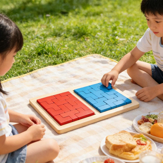 Generic Wooden Puzzle Pattern Blocks, 3D Russian Building Toy, Wood Tangram Shape Jigsaw Puzzle Brain Teasers Toy