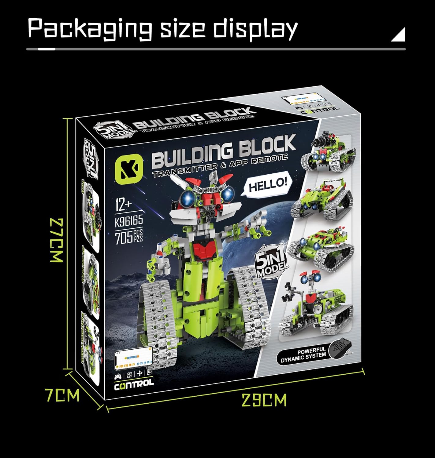 5 in 1 STEM Robot Building Kit, APP & Remote Control Interstellar Building Robot, DIY Robotics Building Toys/RC Car/Tank with Light, Space Building Toy Gifts for Boys Girls Kids 8-16 Science Learning