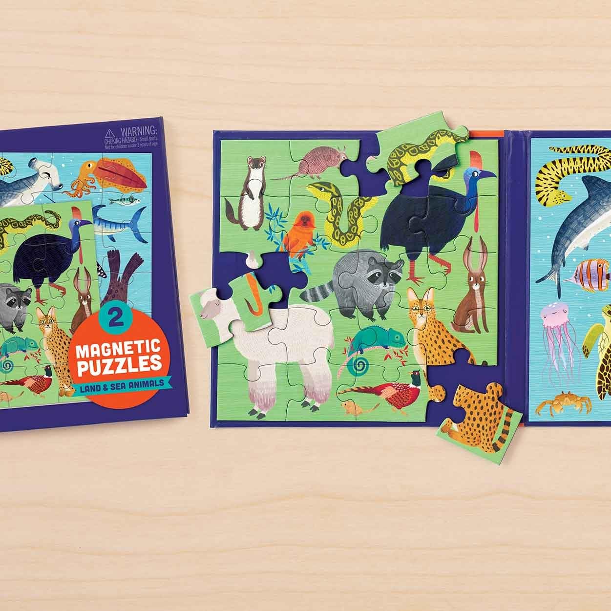 Mudpuppy Depth of The Seas - Tri Fold Magnetic Puzzles Featuring Two 20 Piece Ocean Themed Artwork