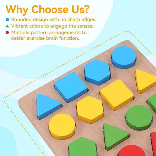 Dementia Puzzles Gifts for Seniors, Activity Kits for Dementia Patients, Fidget Sensory Products for Alzheimers,Pattern Blocks Set for Fractions, Symmetry, Patterning and Creativity