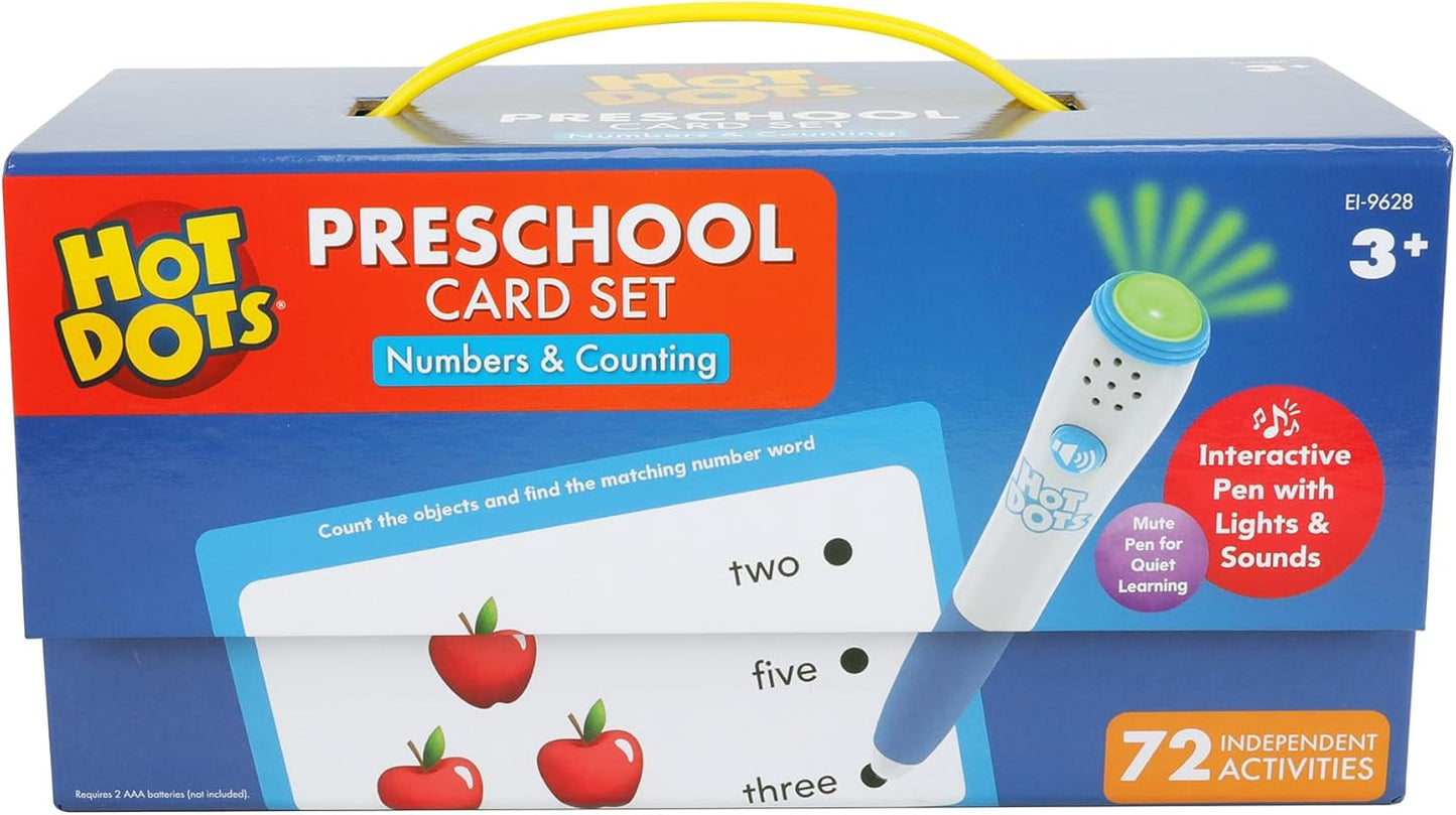 Educational Insights Hot Dots Numbers & Counting Set - Preschool Learning Activities, Interactive Math Flash Cards for Toddlers 3-5 Years, Kindergarten Classroom Must Haves & Homeschool Essentials