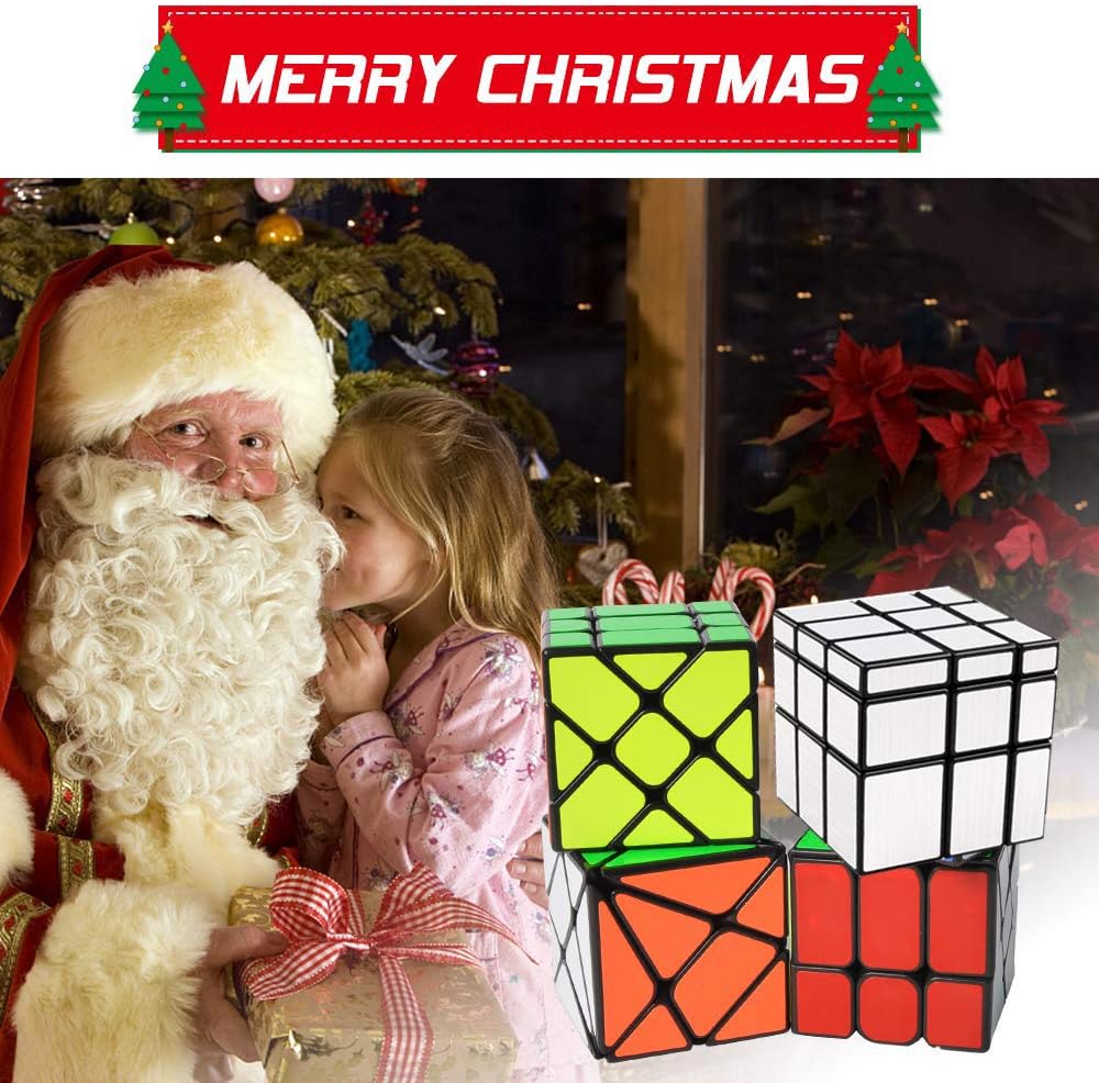 YJ Cube Set - 4-Pack, Includes 3x3 Fluctuation Angle & Mirror Puzzles, 2x3 Wheel & Square King Cubes