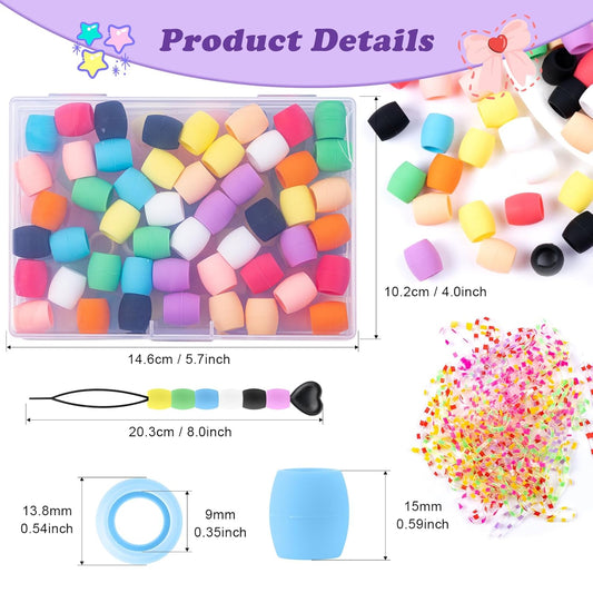 Silicone Hair Beads, 100 PCS Colorful Hair Beads for Braids, 10 Colors Braids Bead Bulk Accessories Decoration Kit for Girls Women (Small)