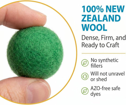 Glaciart One Felt Pom Poms, Wool Balls (240 Pieces) 1.5 cm – 0.6 Inch, Handmade Felted 40 Color (Red, Pink, Blue, Orange, Yellow, Gray, Black, Pastel and More) Bulk Small Puff for Felting and Garland