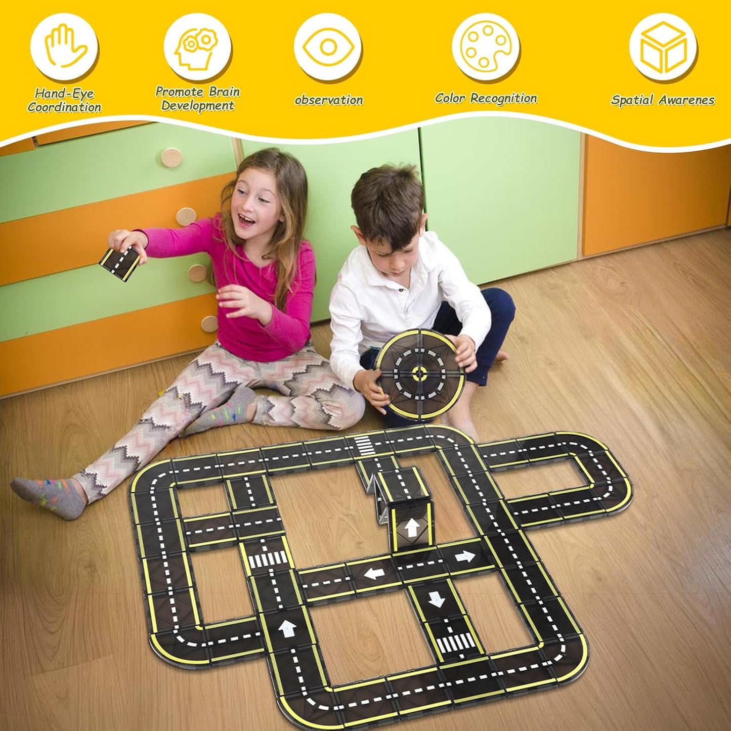 BENOKER Castle Magnetic Tiles, 3D Building Blocks STEM Educational Kids Toys for Pretend Play, 3 4 5 6 7 8 Year Old Birthday Gifts for Boys and Girls, Preschool Learning Toys for Christmas