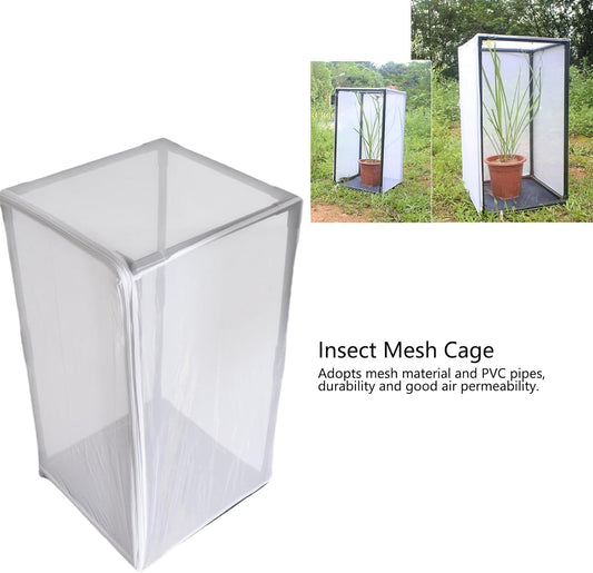 Butterfly Habitat Breeding Mesh Cage with Sturdy PVC Frame Ventilated Net Anti Predator Protection Portable Handle for Rearing Observation Greenhouse Accessory